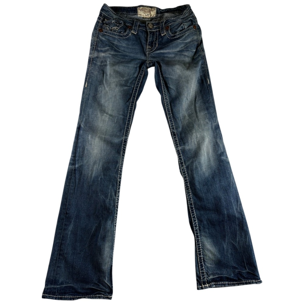 Buckle Big Star Vintage Liv Bootcut Jeans Womens 26L Blue Low Rise Flap Pockets